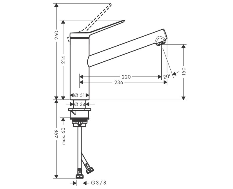Hansgrohe Zesis M33-150 Смеситель для кухни, 74802000