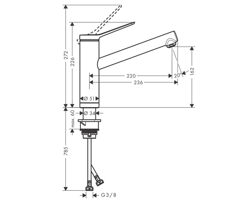 Hansgrohe Zesis M33-160 Смеситель для кухни, установка перед окном 74805000