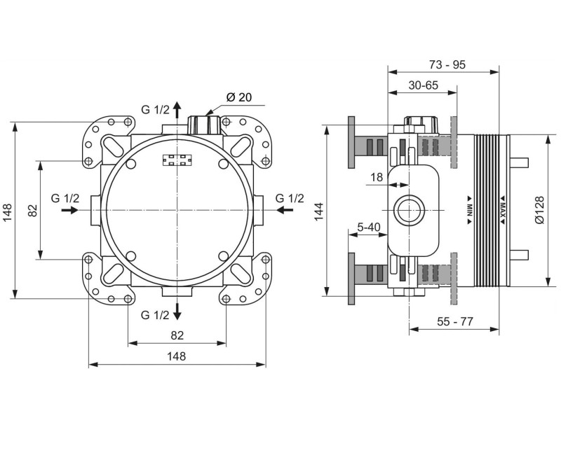 Ideal Standard Easy Box Iebūvējamo jaucējkrānu mehānisms, A1000NU