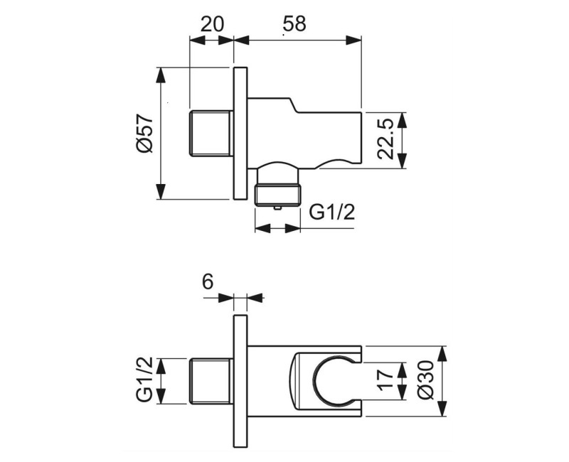 Ideal Standard Вывод душевой настенный 1/2 x 1/2 н.р., черный