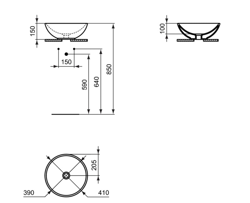 Ideal Standard STRADA O Uzliekamā izlietne 41x41cm, melna matēta K0795V3