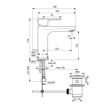 Ideal Standard Cerafine O Izlietnes jaucējkrāns, melns matēts BC699XG