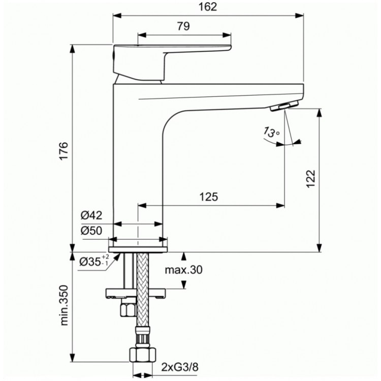 Ideal Standard Cerafine O Izlietnes jaucējkrāns, melns matēts BC554XG