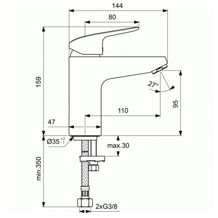 Ideal Standard Ceraflex Izlietnes jaucējkrāns, B1714AA Ideal Standard Ceraflex Izlietnes jaucējkrāns, B1714AA