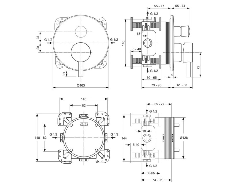 Ideal Standard Ceraline Встраиваемая душевая система, BD193XG