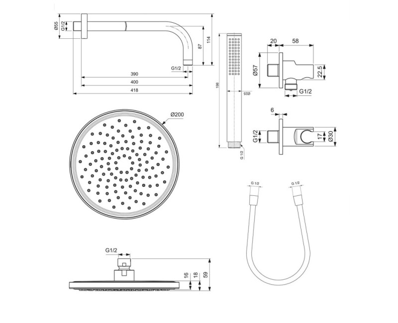 Ideal Standard Ceraline Встраиваемая душевая система, BD193XG