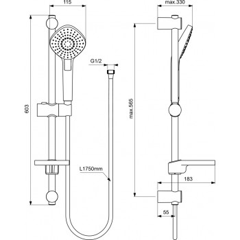 Ideal Standard IdealRain EVO Diamond 115 Душевой набор, B2621AA