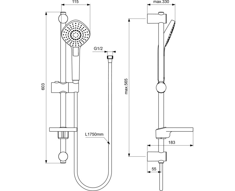 Ideal Standard IdealRain EVO Diamond 115 dušas komplekts, B2621AA