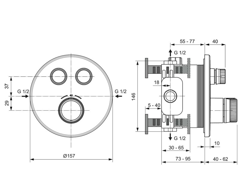 Ideal Standard Navigo Декоративная часть термостатического смесителя для ванны/душа, A7296AA