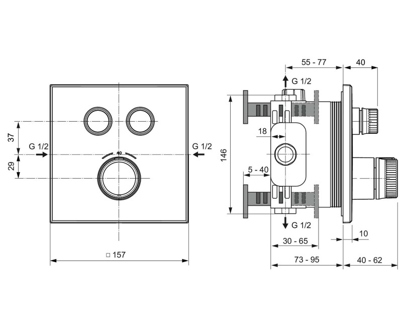Ideal Standard Navigo Декоративная часть термостатического смесителя для ванны/душа, A7302AA