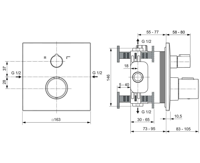 Ideal Standard Ceratherm C100 Декоративная часть термостатического смесителя для ванны/душа, A7522XG