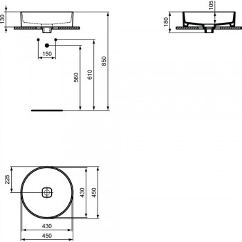 Ideal Standard STRADA II Нaкладная раковина 45x45cm, T295901