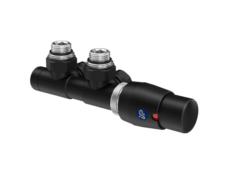 Instal Projekt Termostata vārstu dubultais komplekts Z15 R, melns matēts