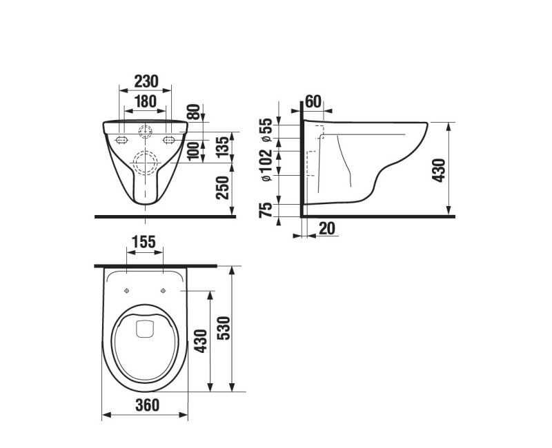 JIKA LYRA Rimless Подвесной WC унитаз с крышкой.