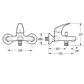 Смеситель для ванны/душа Jika Talas, хром