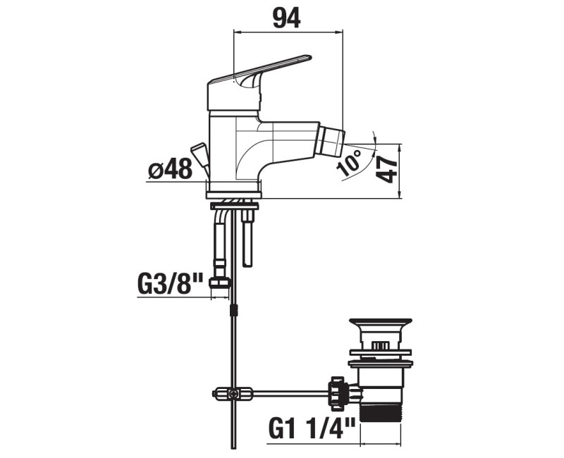 JIKA Talas Trendy Смеситель для биде с pop-up, хром, H3412E10041171