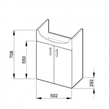 Vannas istabas skapītis ar izlietni Jika Pack, 650x480 mm, h=699 mm, 2D, balts