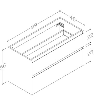 Kame Exclusive LOFT Шкафчик под столешницу 100cm, BUC/10-3DR/D02-LFT