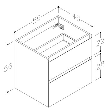 Kame Exclusive LOFT Шкафчик под столешницу 60cm, BU/6-3DR/D17-LFT