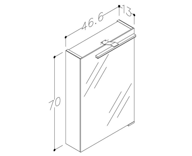 KAME Garda Шкафчик с зеркальными дверцами 46x70 cm, MC2DML/46-70