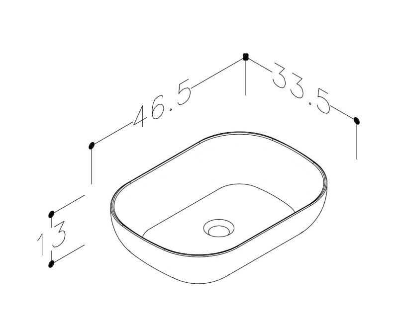 KAME OVALO Накладная раковина 47x34см, WB463313W