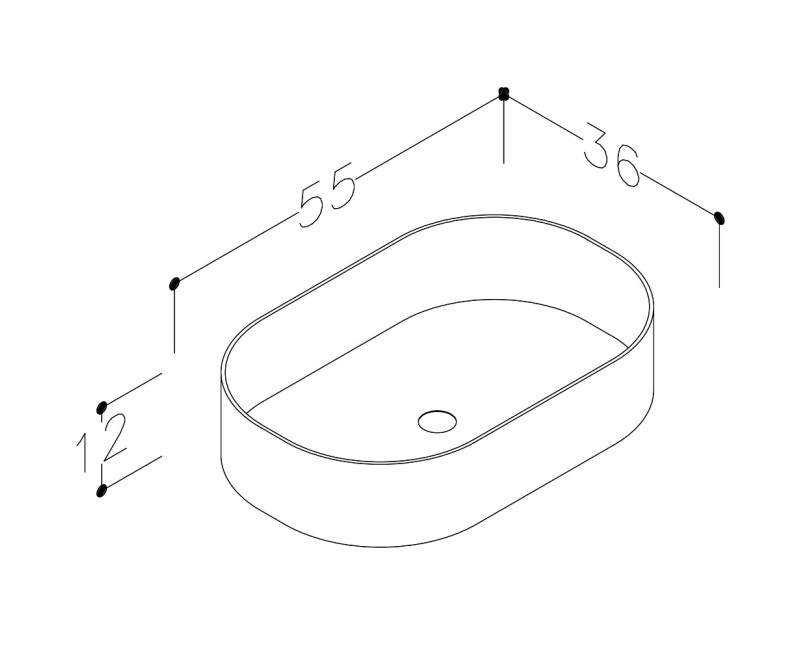 KAME VESSEL Накладная раковина 55x36см, WB463313W