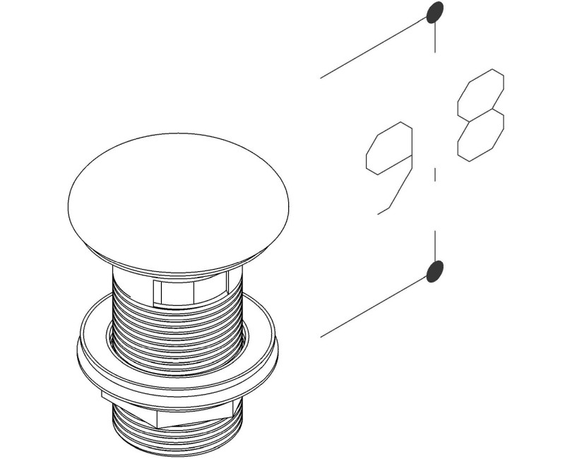 Kame Sifona izplūde 1 1/4 Pop-Up bez pārplūdes, melna keramika, ACTOP-MB