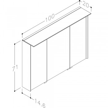 Kame Exclusive LOFT Spoguļskapītis 100x71 cm, MC3DML/100-70/D13-LFT