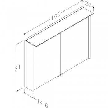 Kame Exclusive LOFT Шкафчик с зеркальными дверцами 100x71 cm, MD3DML/100-70/D19-LFT