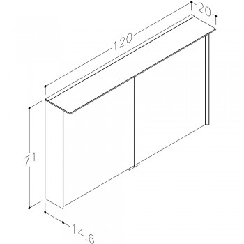 Kame Exclusive LOFT Spoguļskapītis 120x71 cm, MD3DML/120-70/D13-LFT