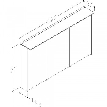 Kame Exclusive LOFT Spoguļskapītis 120x71 cm, MC3DML/120-70/D13-LFT