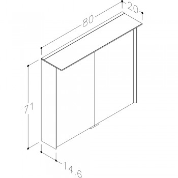 Kame Exclusive LOFT Шкафчик с зеркальными дверцами 80x71 cm, MC3DML/80-70/D13-LFT