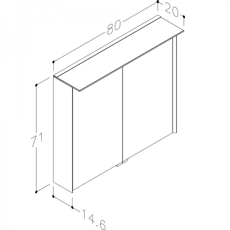 Kame Exclusive LOFT Spoguļskapītis 80x71 cm, MC3DML/80-70/D13-LFT