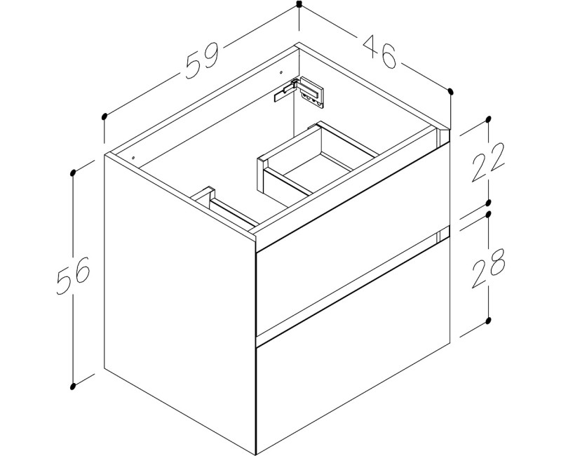 Kame Exclusive LOFT Шкафчик под раковиной 60cm, BU/6-3DR/D14-LFT