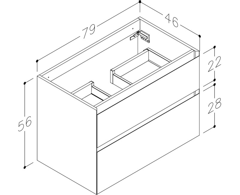 Kame Exclusive LOFT Шкафчик под раковиной 80cm, BU/8-3DR/D15-LFT