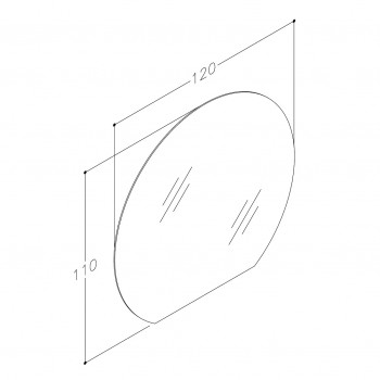 Kame SEMI ROUND Spogulis ar LED apgaismojumu 120x110cm