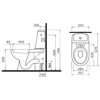 KOLO SOLO WC ar horizontālu izplūdi, ar vāku 79218