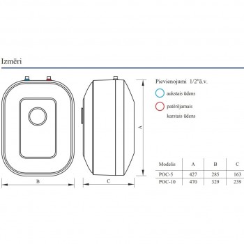 Ūdens sildītājs Kospel Luna Inox 5 L virs izlietnes POC.G-5