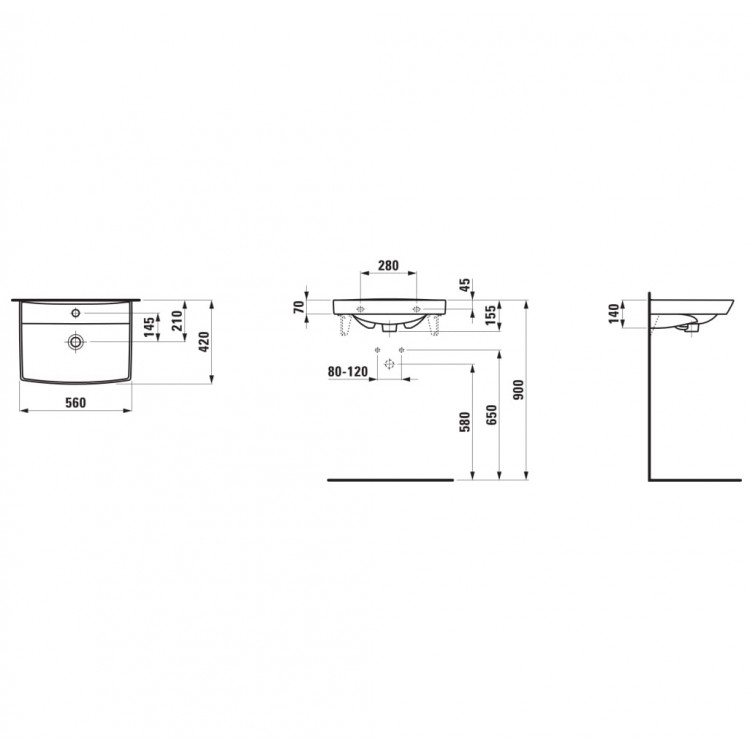 Laufen Pro Nordic Izlietne 56x42cm, H810955 Laufen Pro Nordic Izlietne 56x42cm, H810955