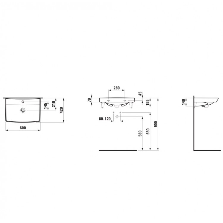 Laufen Pro Nordic Izlietne 60x42cm, H810956 Laufen Pro Nordic Izlietne 60x42cm, H810956