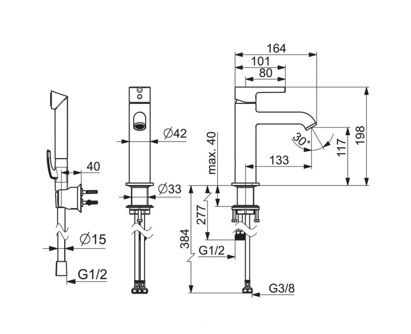 ORAS OPTIMA Style Izlietnes jaucējkrāns ar Bidetta dušu 2606FH