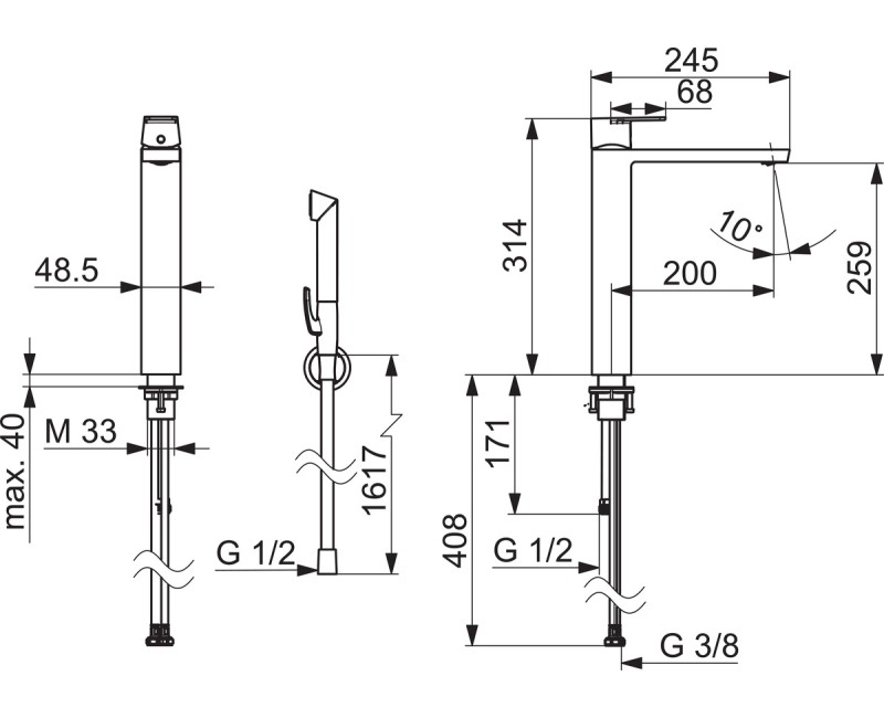 ORAS STELA Paaugstināts izlietnes jaucējkrāns ar bidettu, 4802F