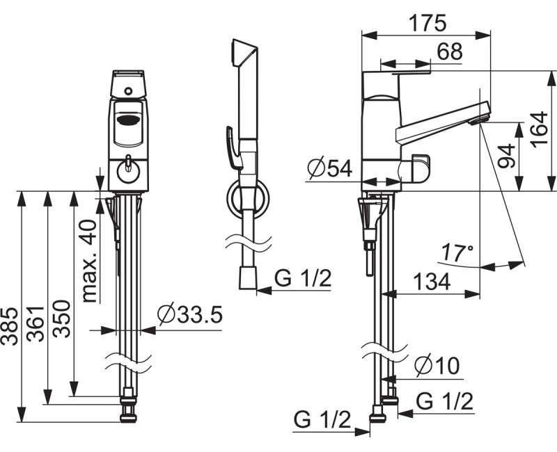 ORAS STELA смеситель для раковины с гигиеническим душем и клапаном для стиральной машины 4807F