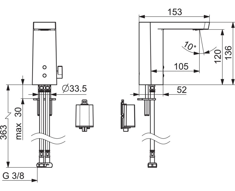 ORAS STELA Bezkontakta jaucējkrāns 6V, Bluetooth 4814FZ
