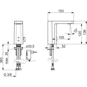ORAS STELA Bezkontakta jaucējkrāns 9/12V, Bluetooth 4824FTZ