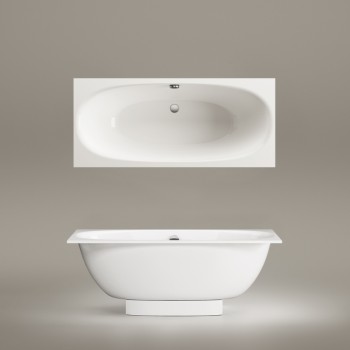 Vanna Paa VERSO Akmens masas 1700x750mm ar dekoratīvo paneli, Balta