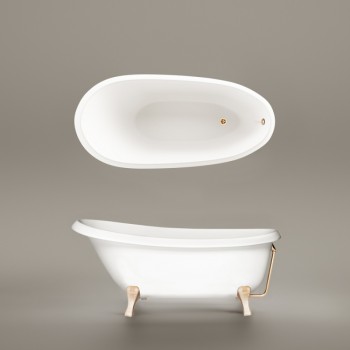 Vanna Paa VICTORIA Akmens masas 1700x830mm ar Koka kājām, Balta