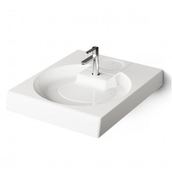 Izlietne PAA CLARO GRANDE Akmens masas 600x750mm ar Sifonu un Kronšteini balta