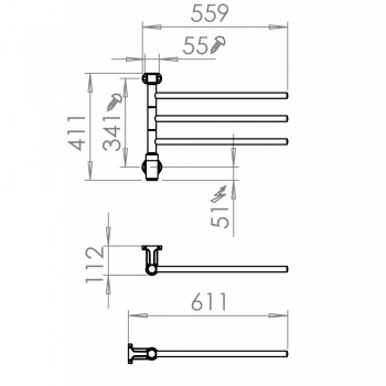 PAX Flex I 3/550 Elektriskais dvieļu žāvētājs 30W, hroms