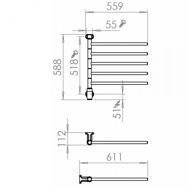 PAX Flex I 5/550 Momento II Электрический полотенцесушитель 50W, хром PAX Flex I 5/550 Momento II Электрический полотенцесушитель 50W, хром
